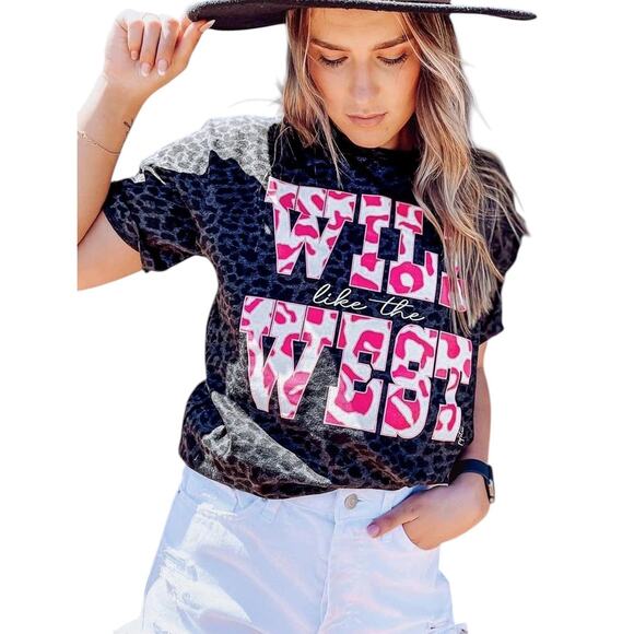 Black Leopard WILD like the WEST Logo Tee Shirt New S, M, L, XL - Picture 1 of 11